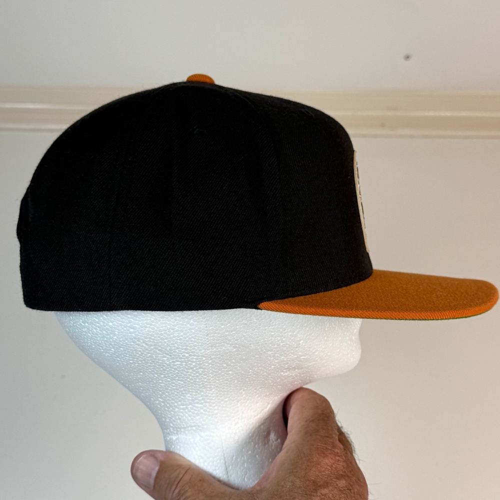 Brixton Mfg Co Snapback Hat Black Orange Wool Blend Adjustable Flat Brim Cap - Picture 9 of 10